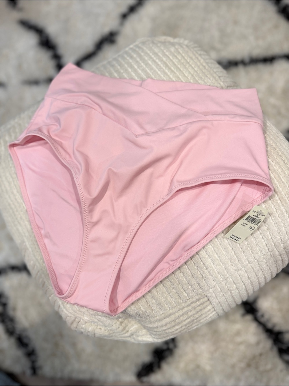 Aerie Crossover High Waisted Bikini Bottom Pink NWT Medium M - Picture 3 of 8